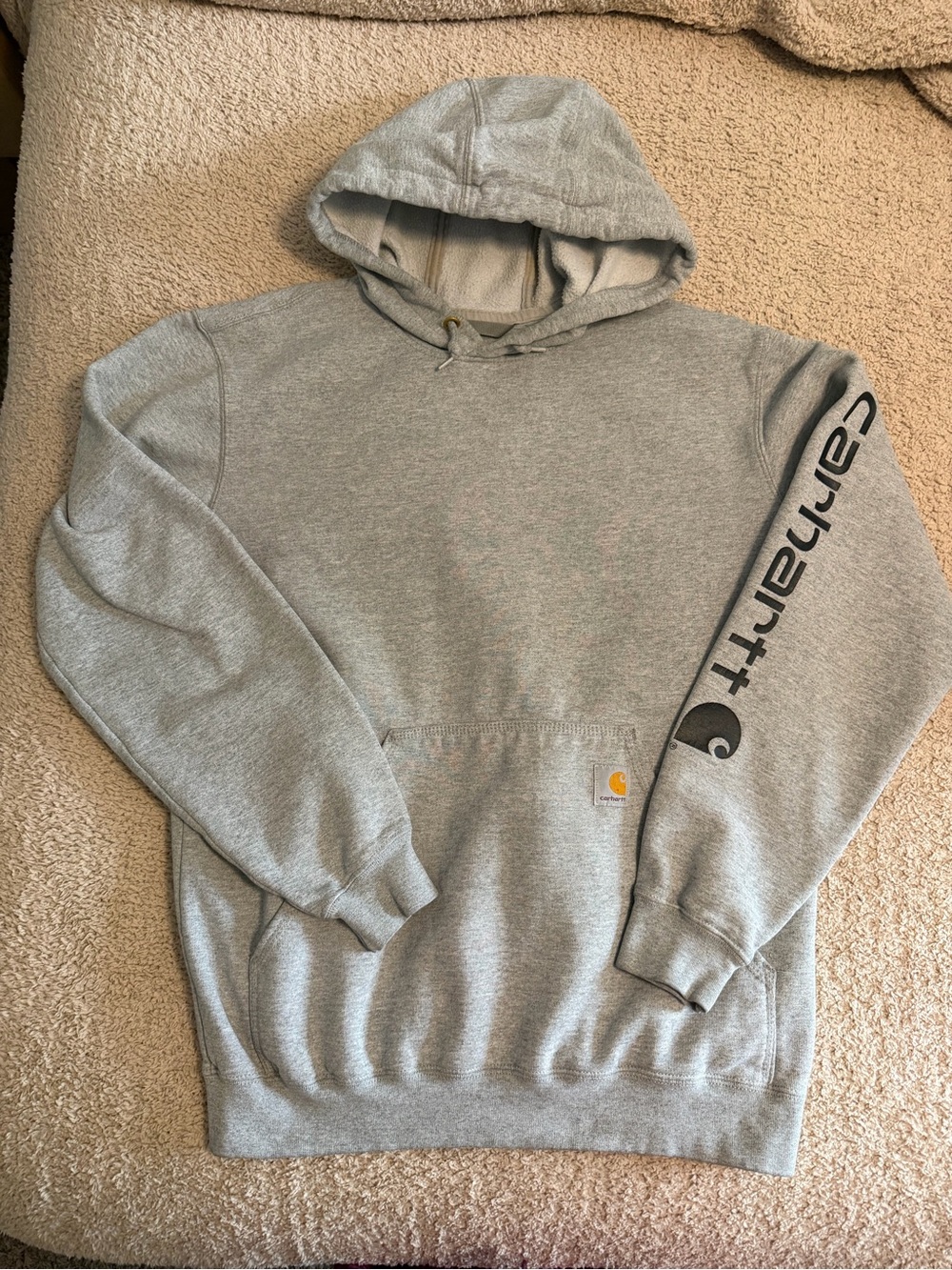 Carhartt Loose Fit Sleeve Logo Hoodie Gray Sweatshirt Men's Size M